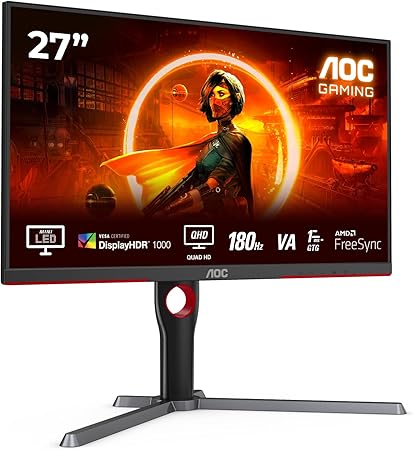 AOC Gaming Q27G3XMN - 27 Zoll QHD Monitor, 180 Hz, FreeSync